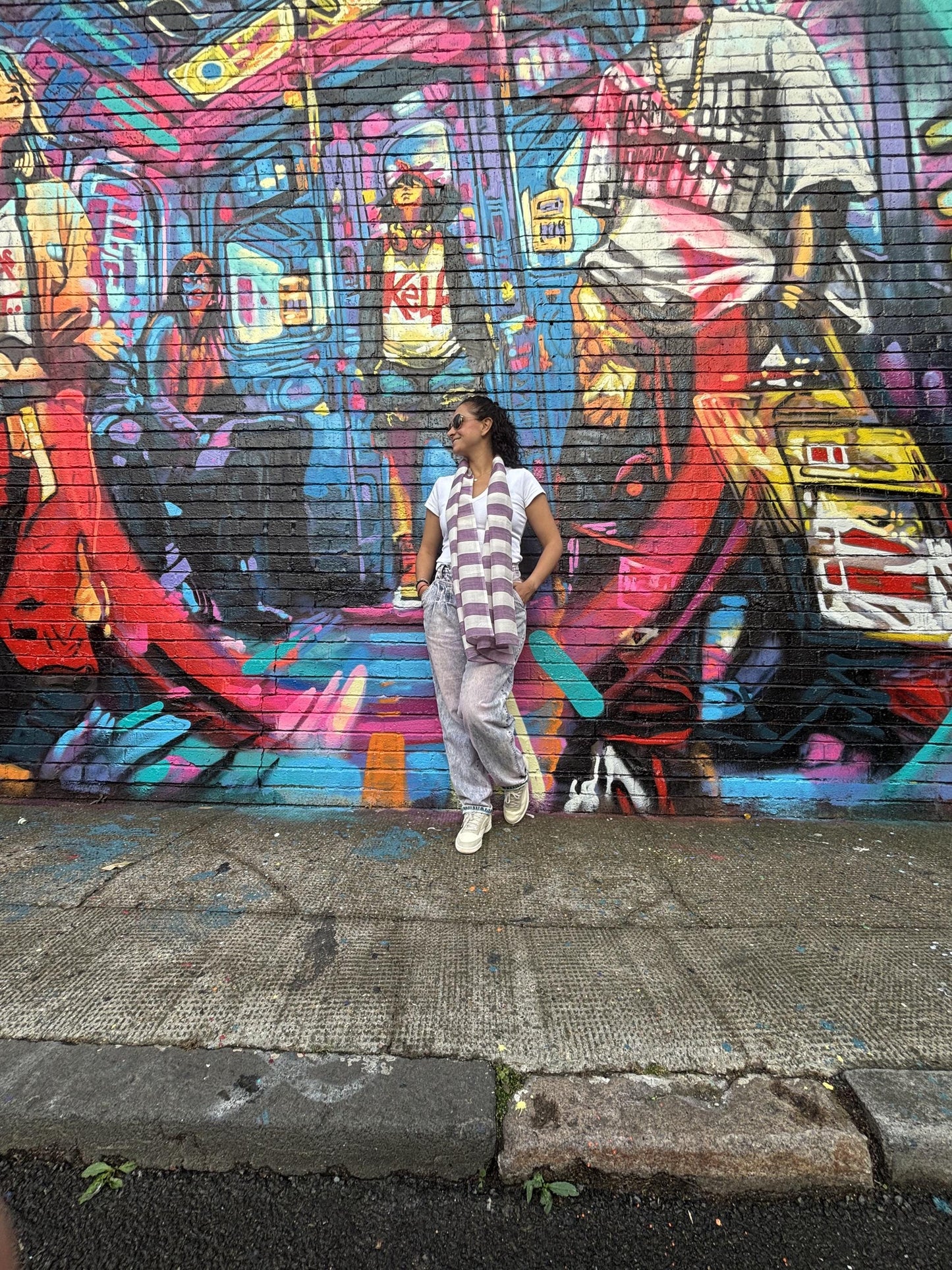 LEO PURPLE/WHITE SILK&WOOL SCARF