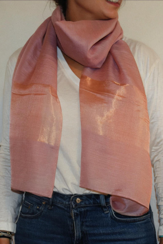OSCAR DUSTY PINK SILK&WOOL SCARF