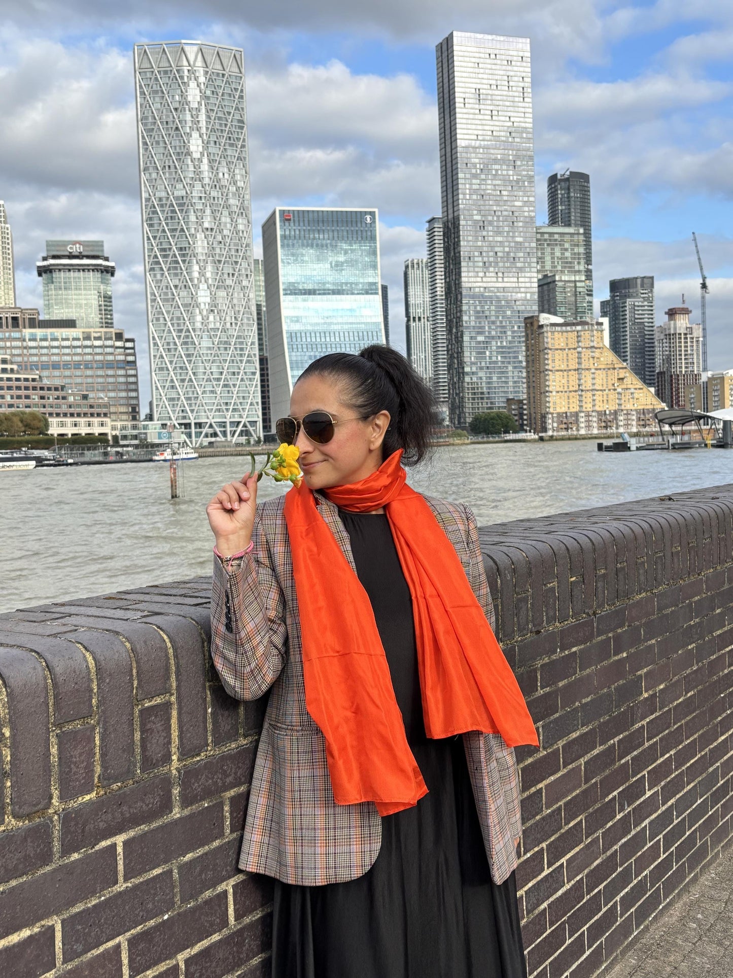 CARLOTTA TANGERINE SILK SCARF