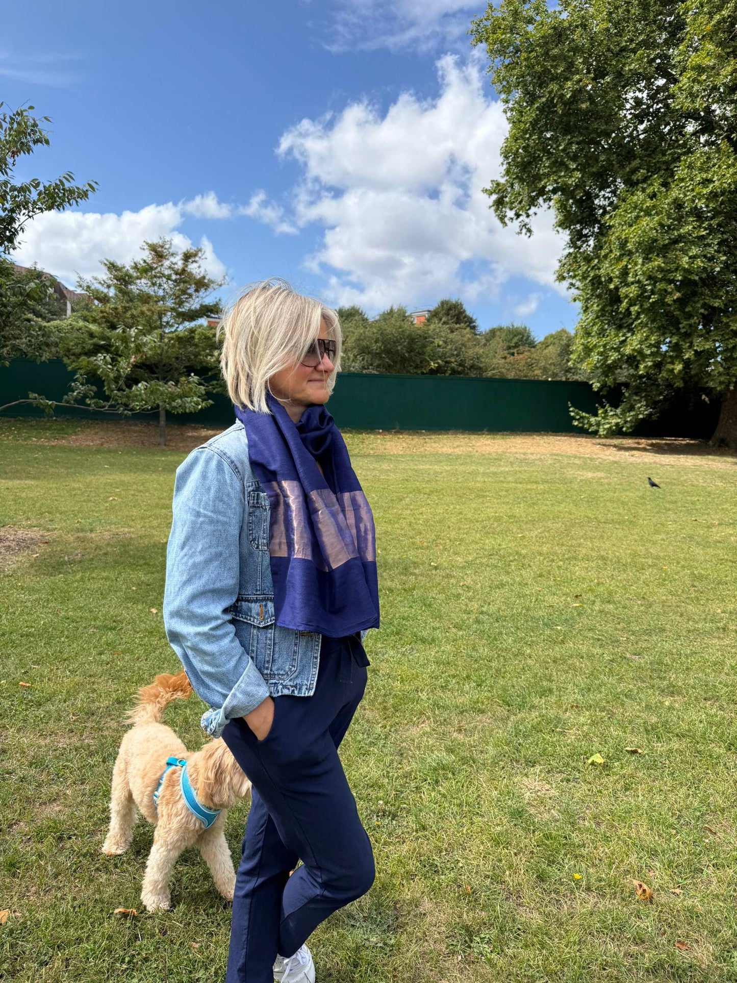 Oscar Blue silk and wool scarf