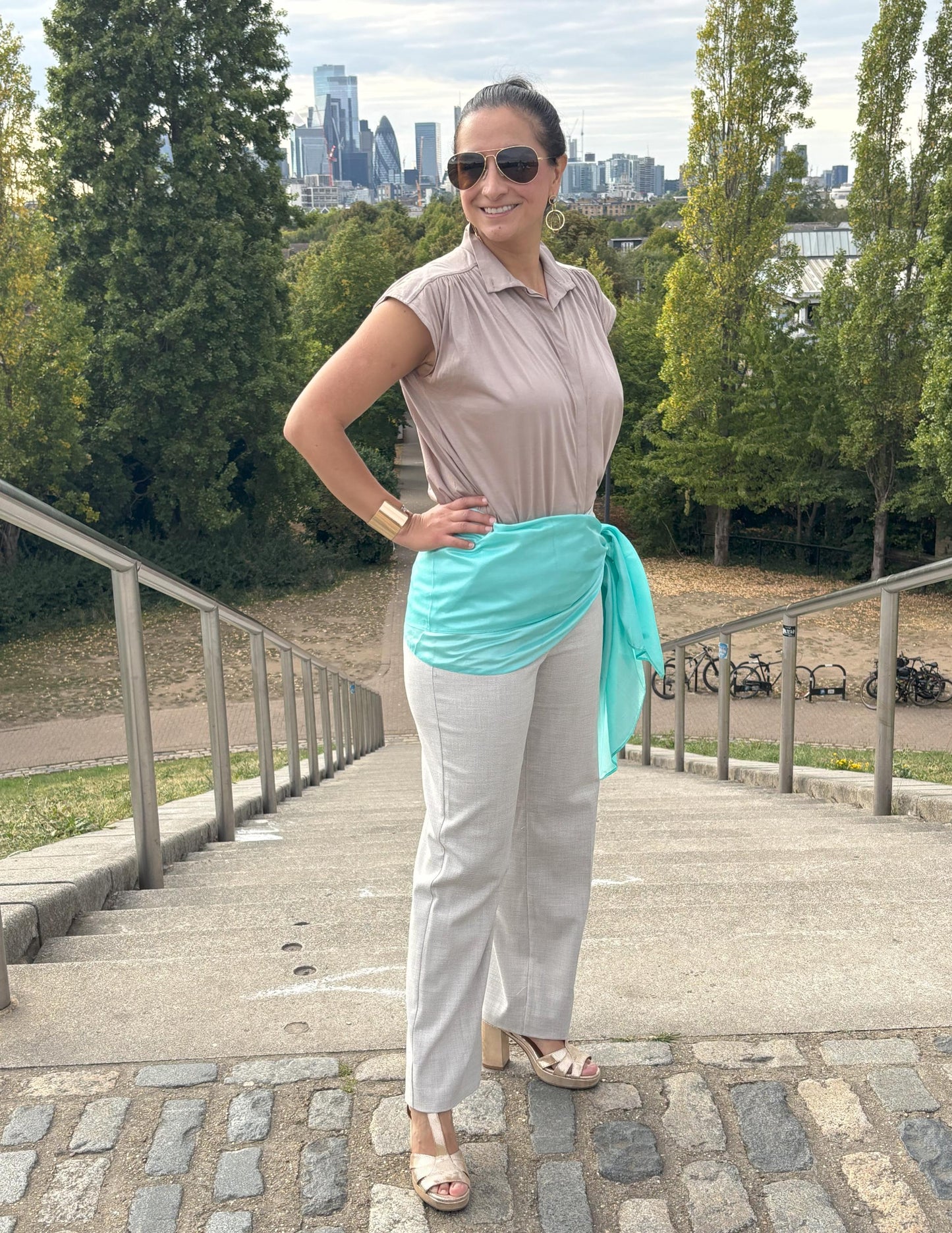 Carlotta Turquoise Silk Scarf