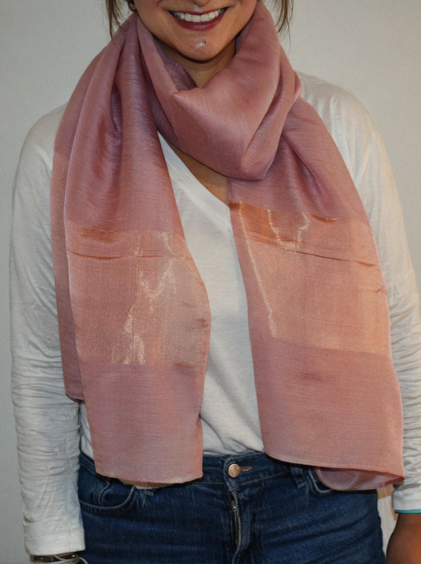 OSCAR DUSTY PINK SILK&WOOL SCARF