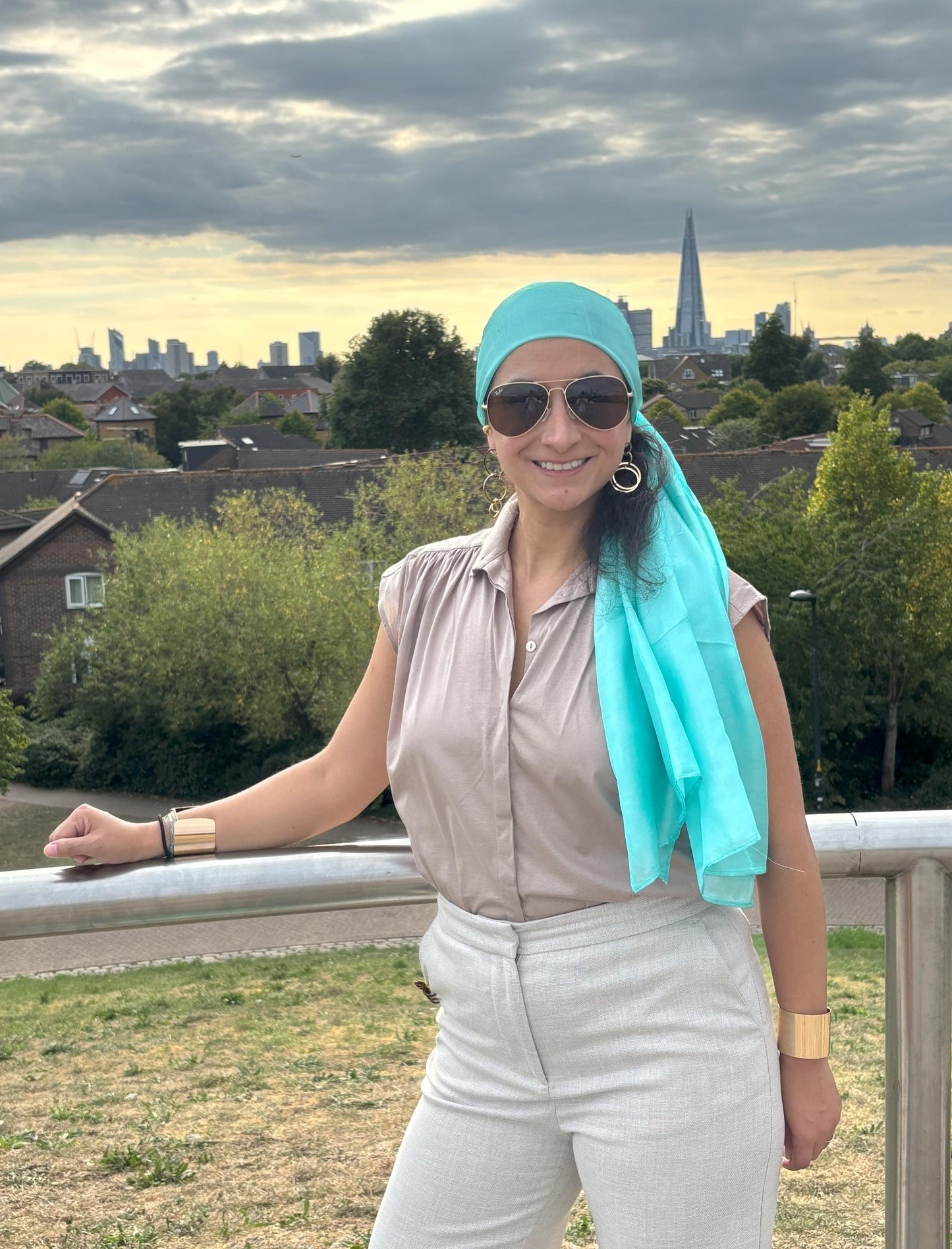 Carlotta Turquoise Silk Scarf