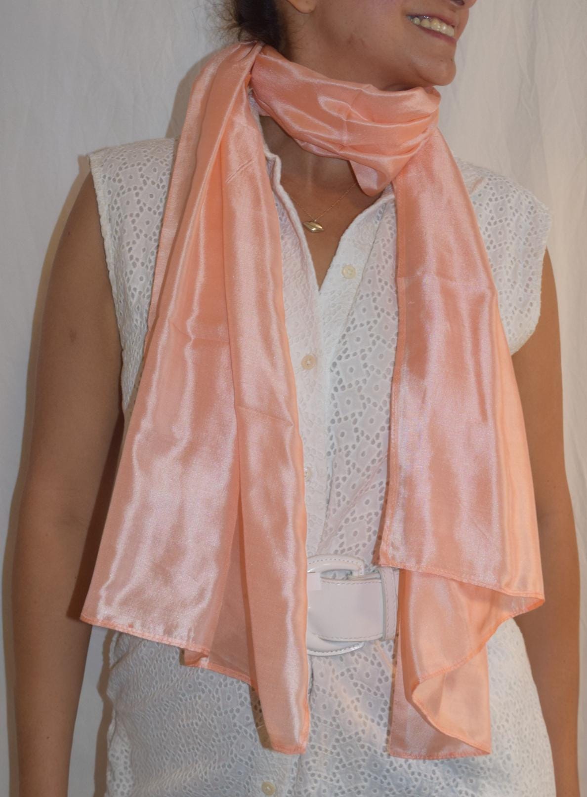 Carlotta Peach Silk Scarf