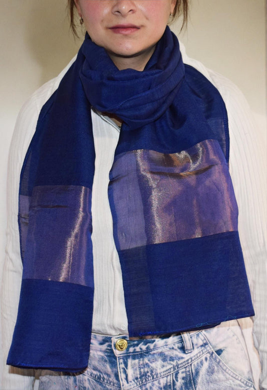 Oscar Blue silk and wool scarf