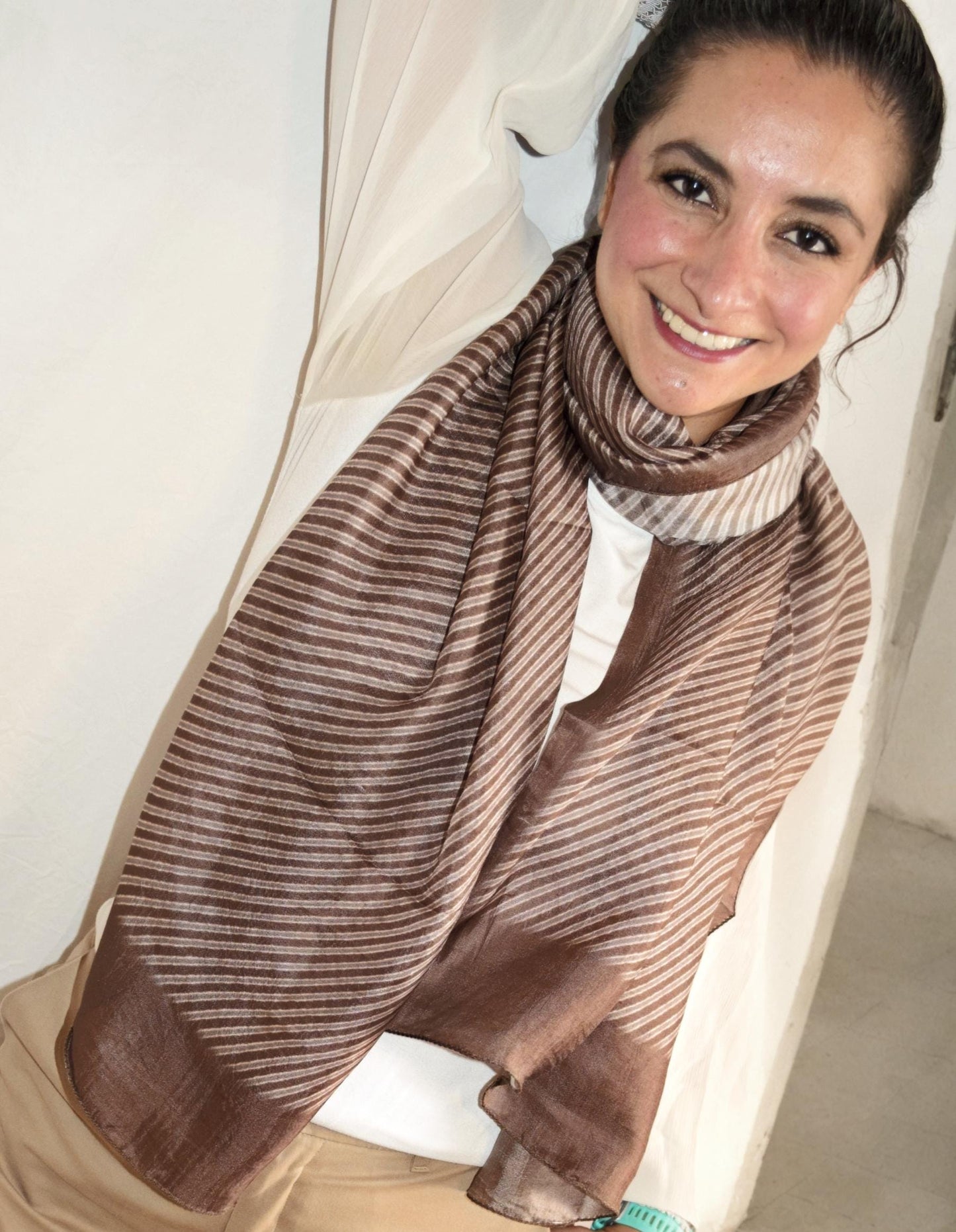 Laska Mocha Brown Silk Scarf