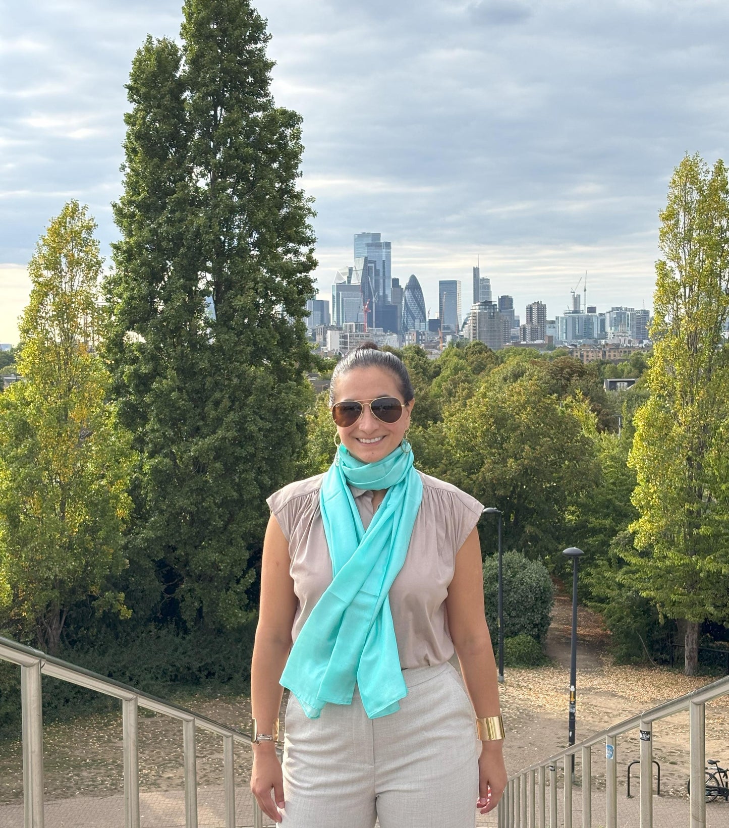 Carlotta Turquoise Silk Scarf