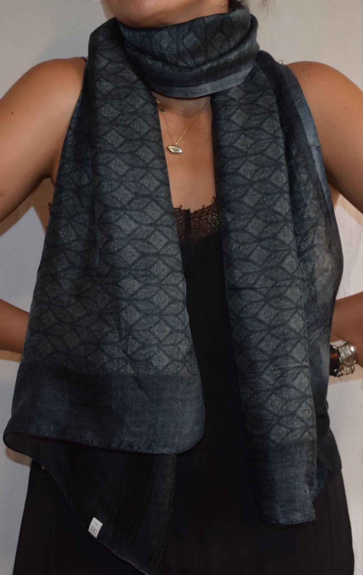 Laska Black & Grey Silk Scarf