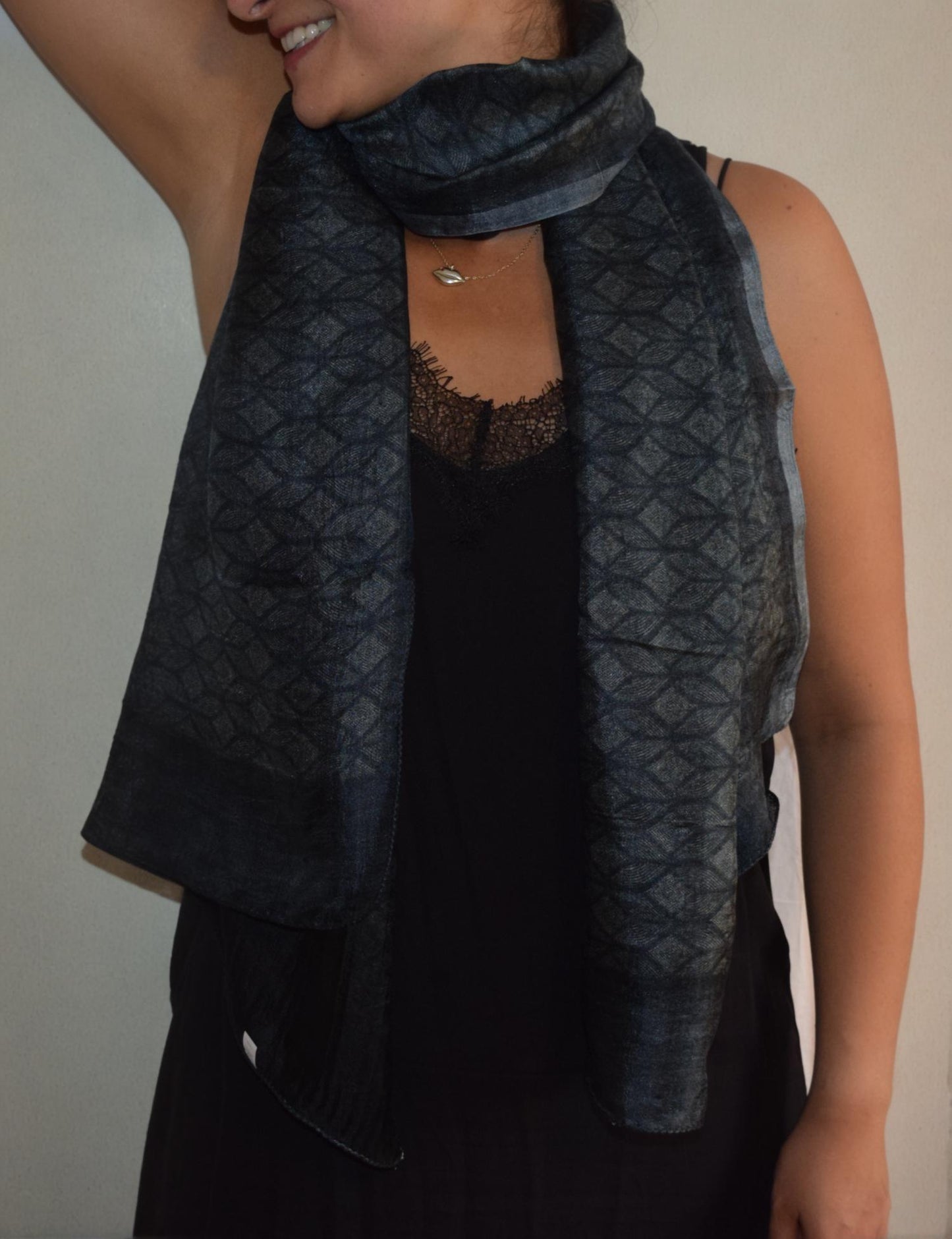 Laska Black & Grey Silk Scarf
