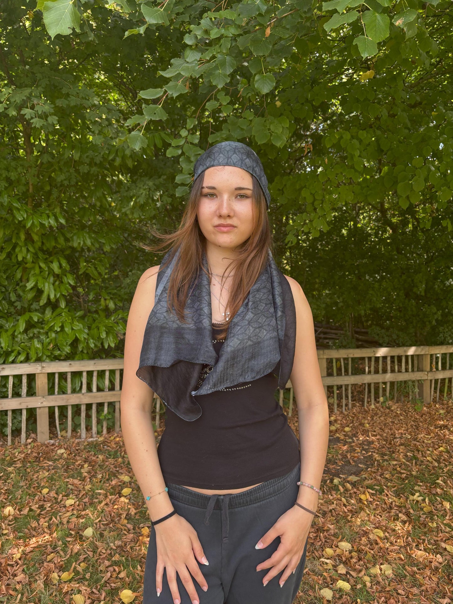 Laska Black & Grey Silk Scarf