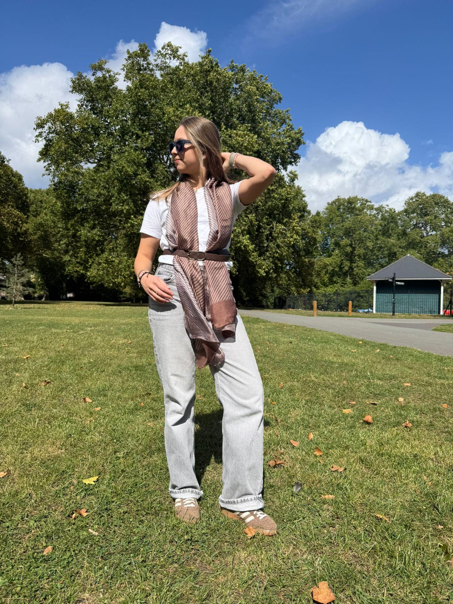 Laska Mocha Brown Silk Scarf