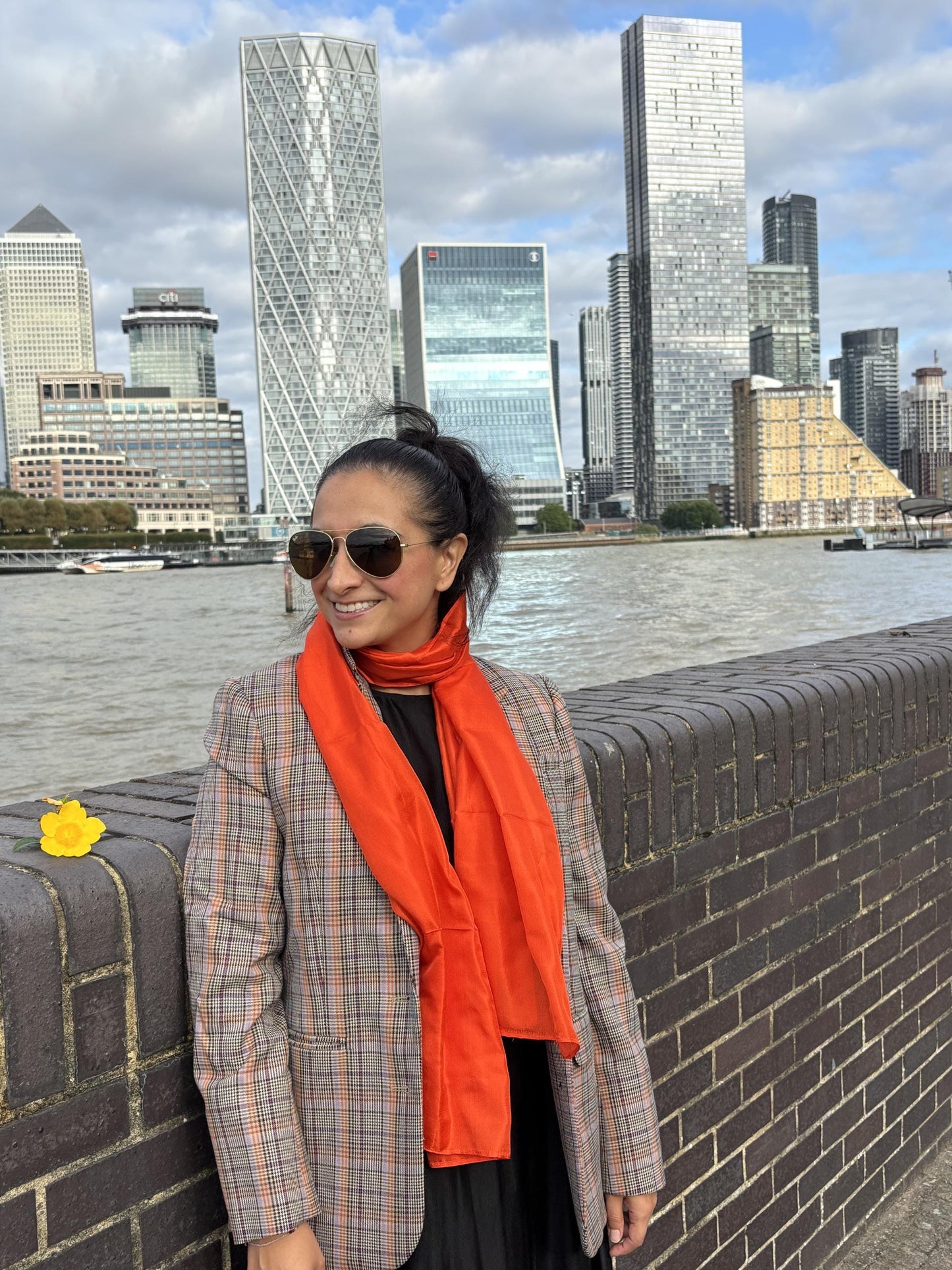 CARLOTTA TANGERINE SILK SCARF
