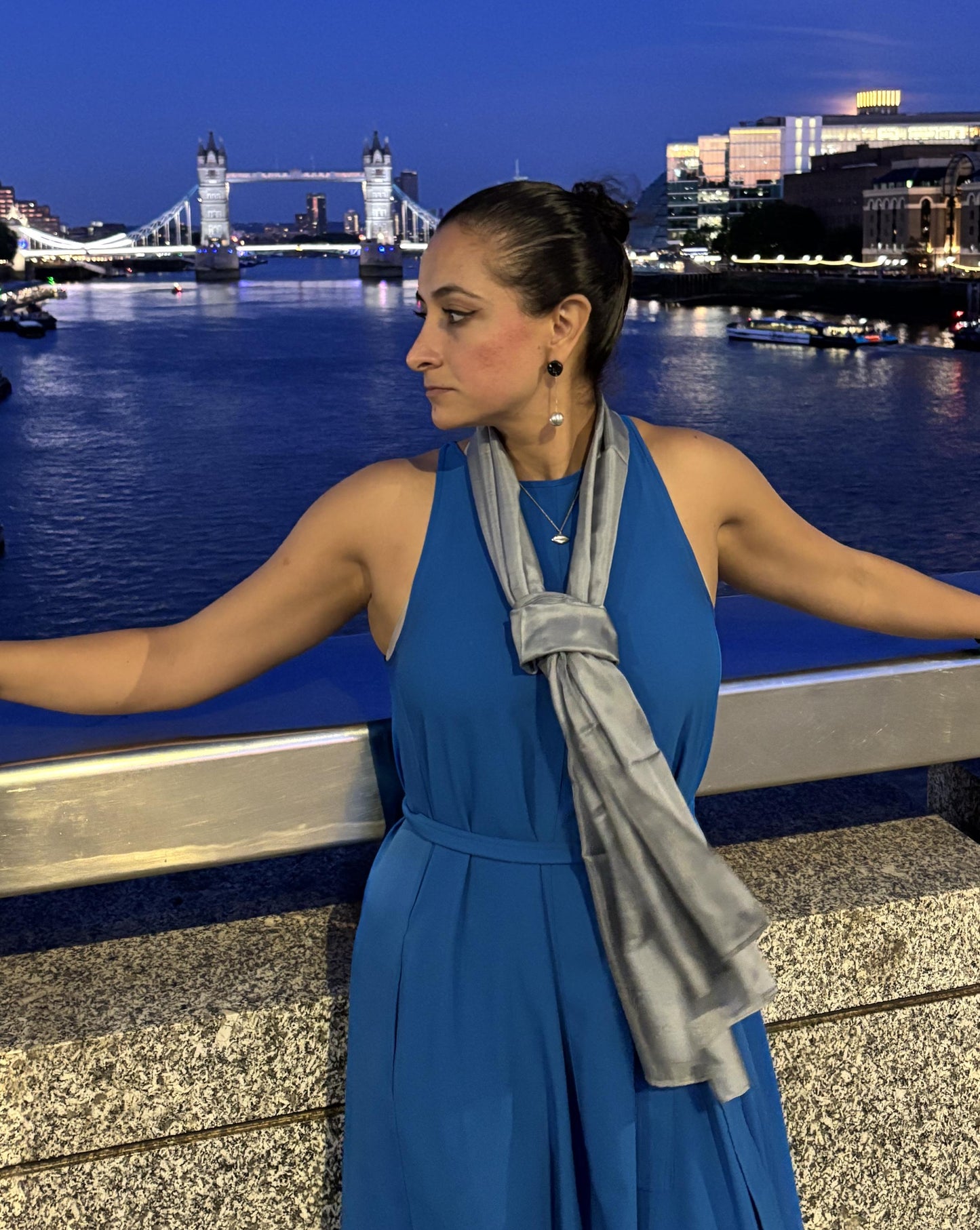 CARLOTTA GREY SILK SCARF