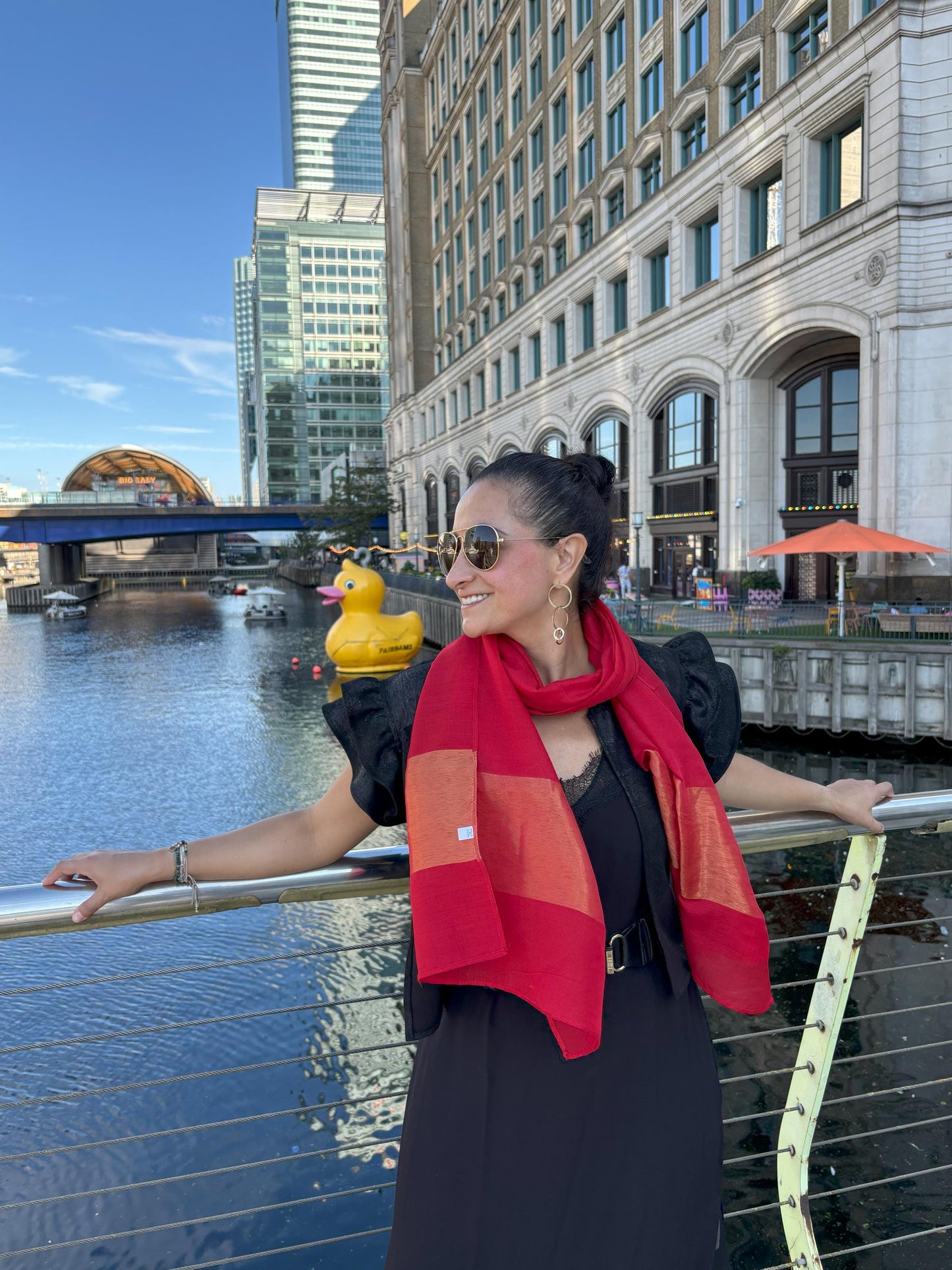 Oscar Red silk and wool scarf