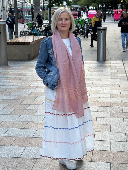 OSCAR DUSTY PINK SILK&WOOL SCARF