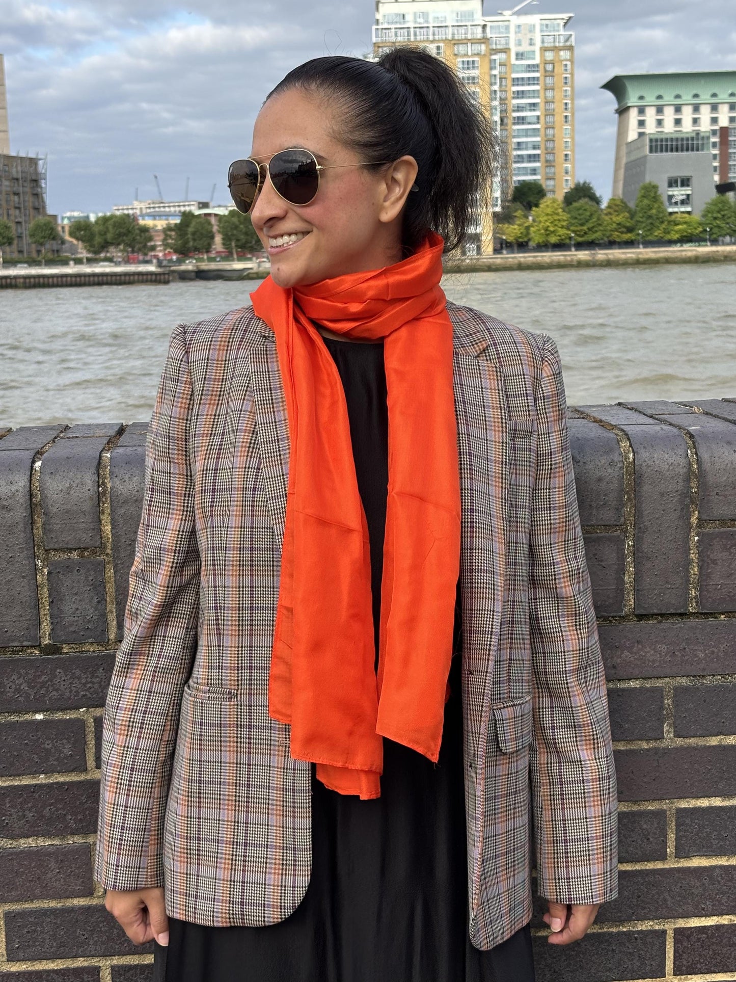 CARLOTTA TANGERINE SILK SCARF