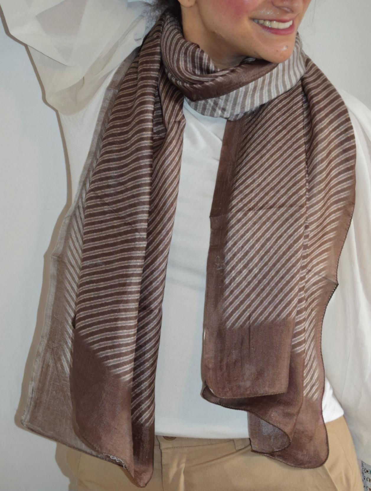 Laska Mocha Brown Silk Scarf