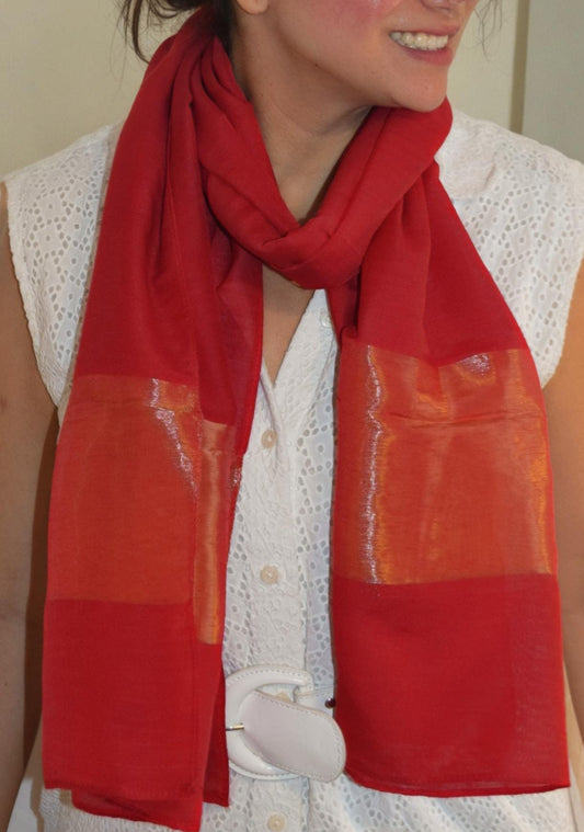 Oscar Red silk and wool scarf