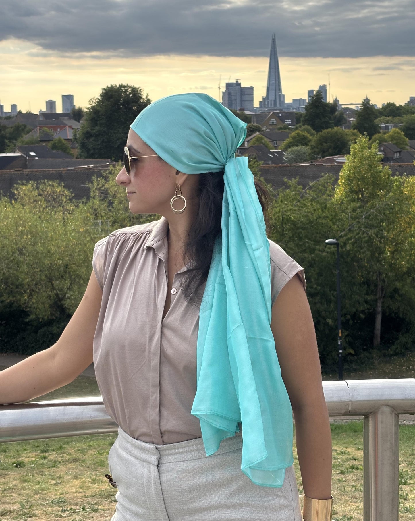 Carlotta Turquoise Silk Scarf