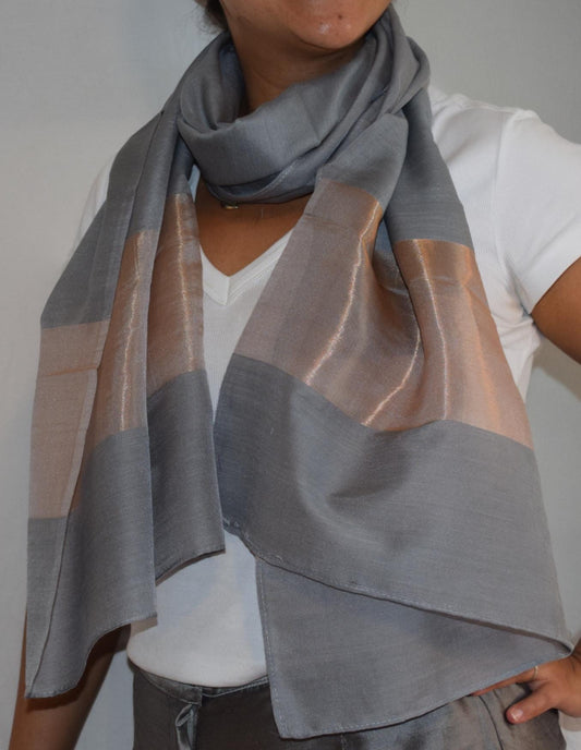OSCAR GREY SILK&WOOL SCARF