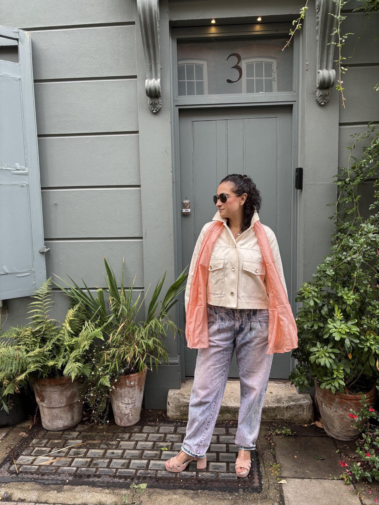 Carlotta Peach Silk Scarf