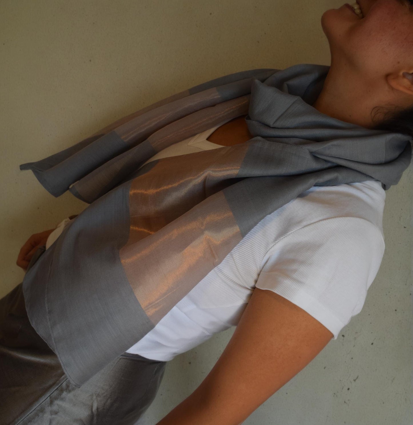 OSCAR GREY SILK&WOOL SCARF