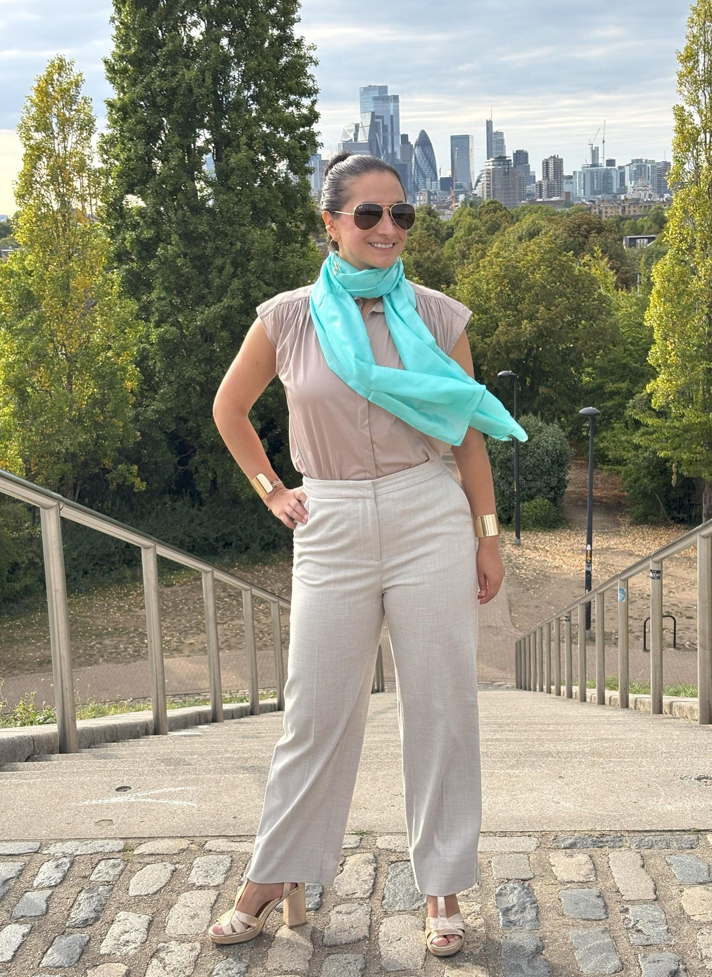 Carlotta Turquoise Silk Scarf