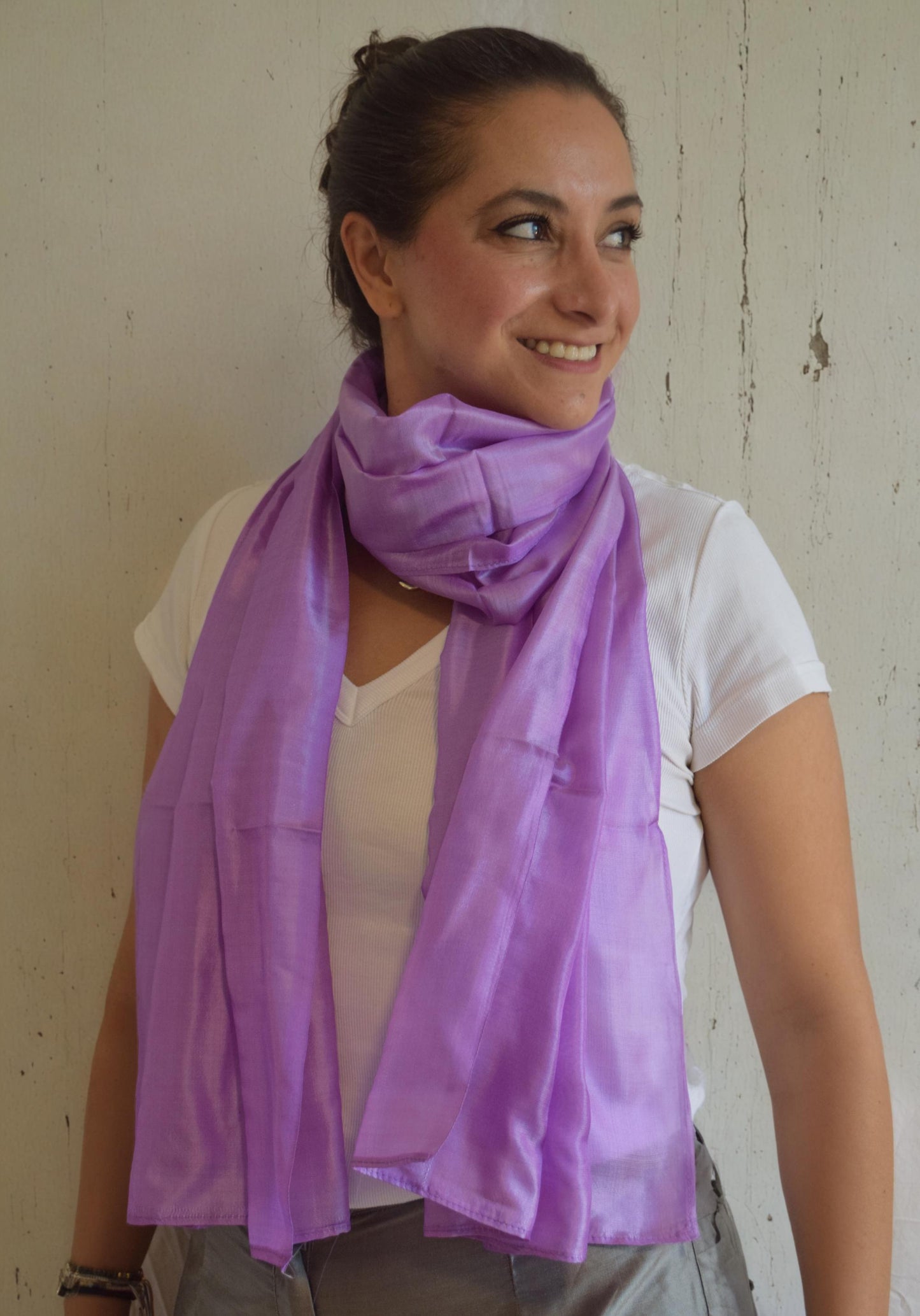 CARLOTTA LAVENDER SILK SCARF