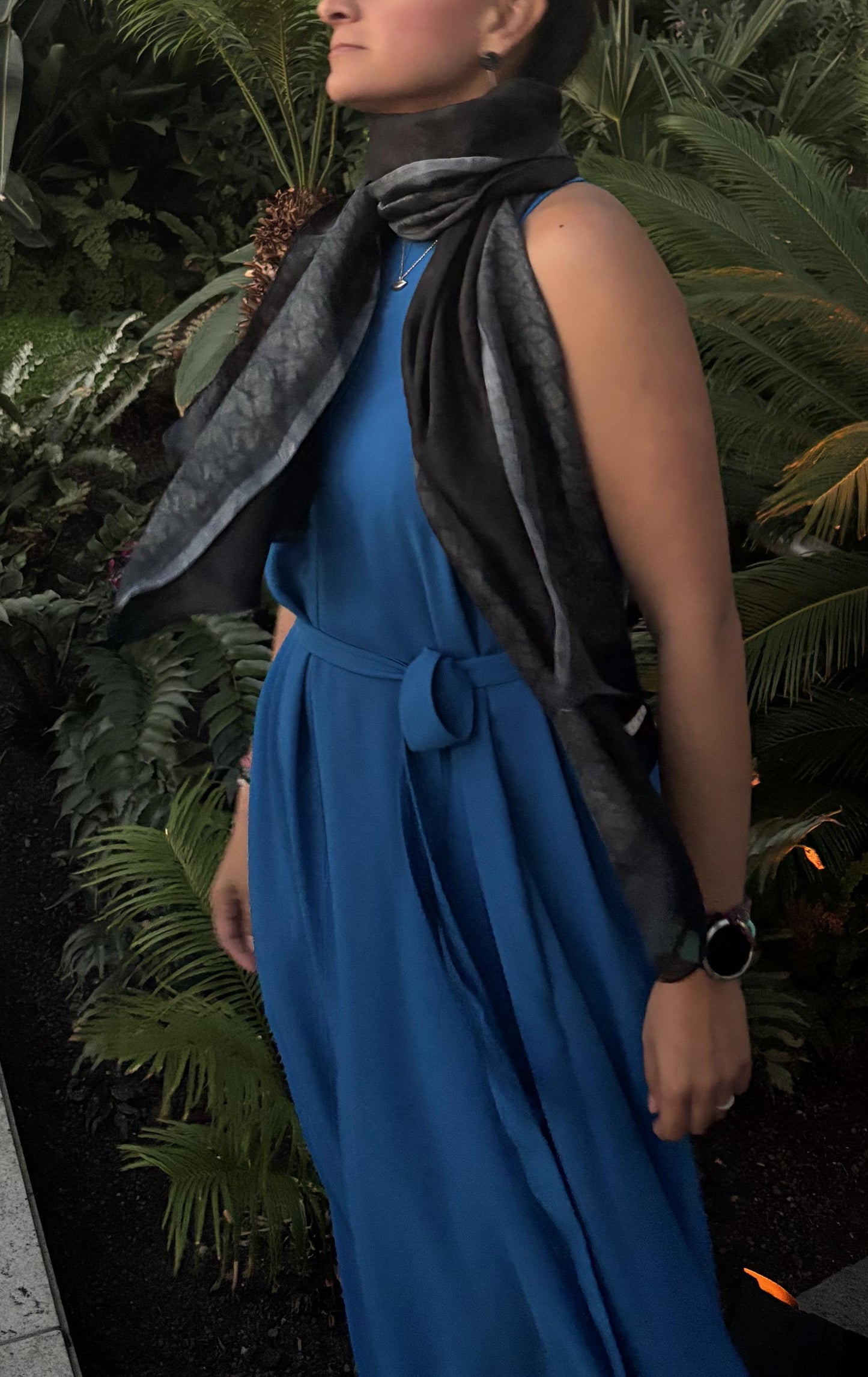 Laska Black & Grey Silk Scarf