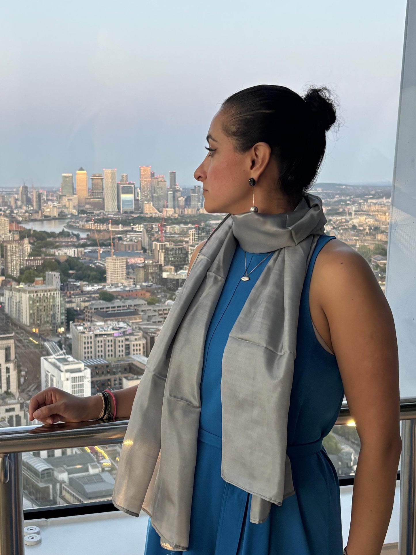 CARLOTTA GREY SILK SCARF