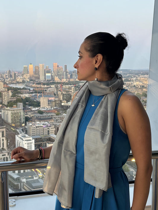 CARLOTTA GREY SILK SCARF